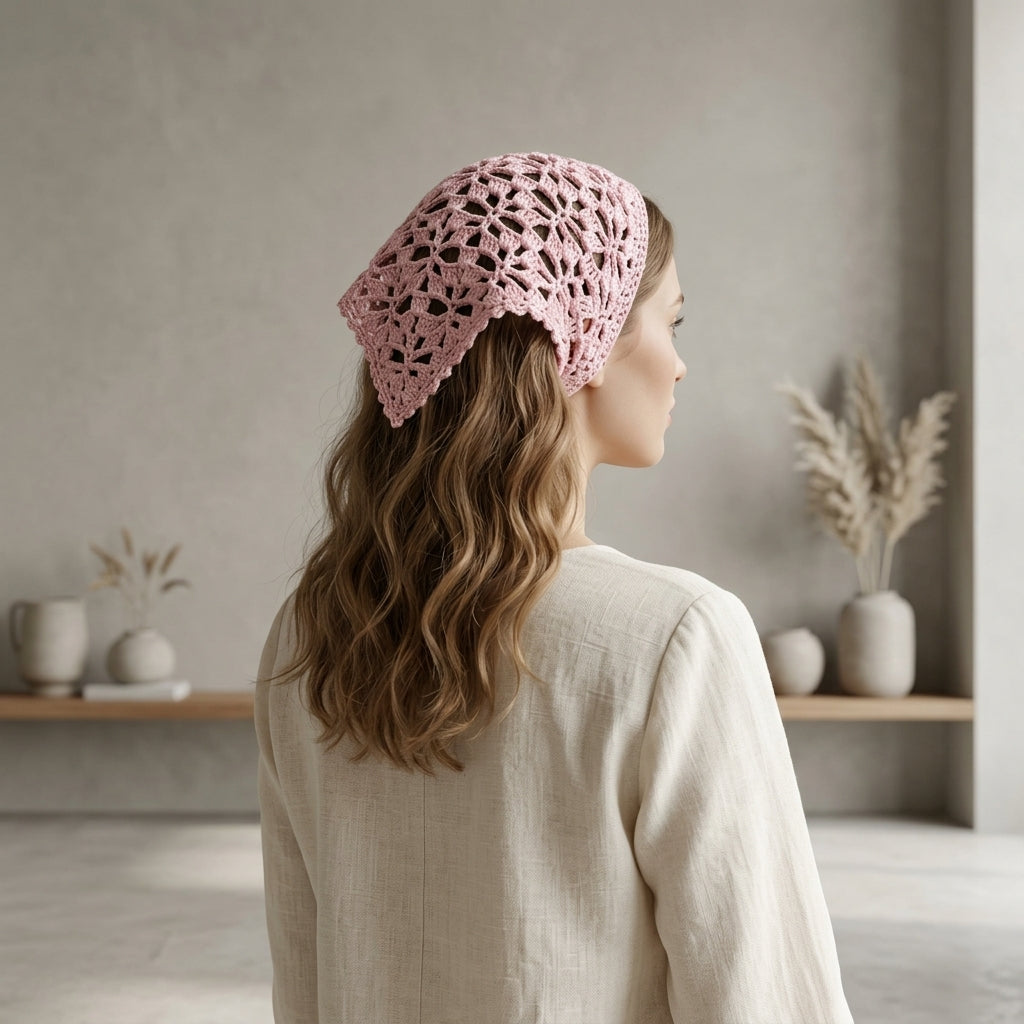 Poppy Motif Hair Bandana | Beginner Crochet Pattern PDF