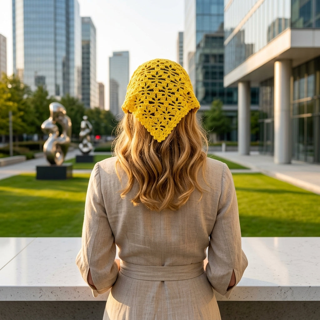 Poppy Motif Hair Bandana | Beginner Crochet Pattern PDF