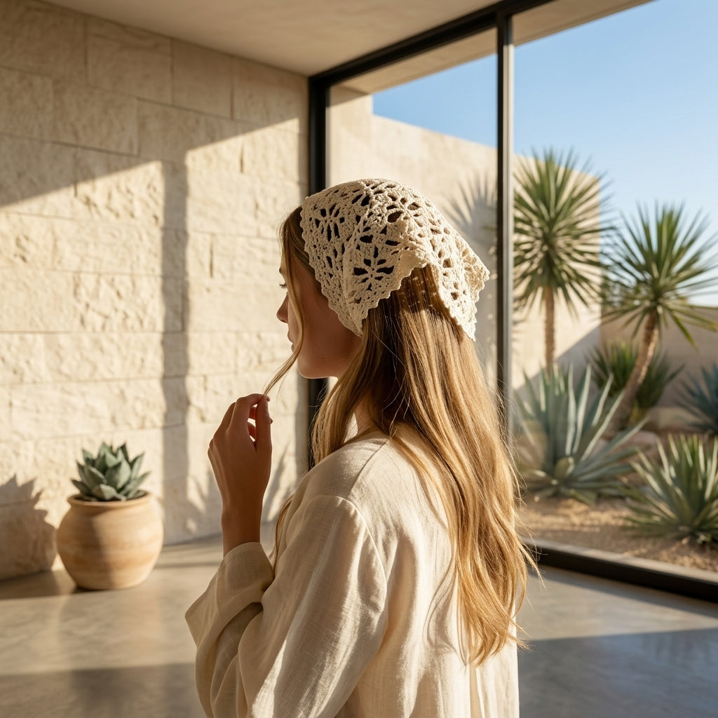 Poppy Motif Hair Bandana | Beginner Crochet Pattern PDF