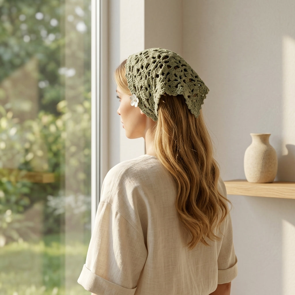 Poppy Motif Hair Bandana | Beginner Crochet Pattern PDF