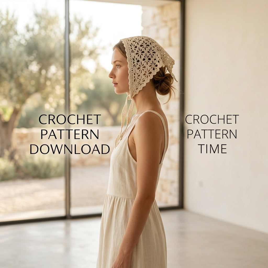 Poppy Motif Hair Bandana | Beginner Crochet Pattern PDF