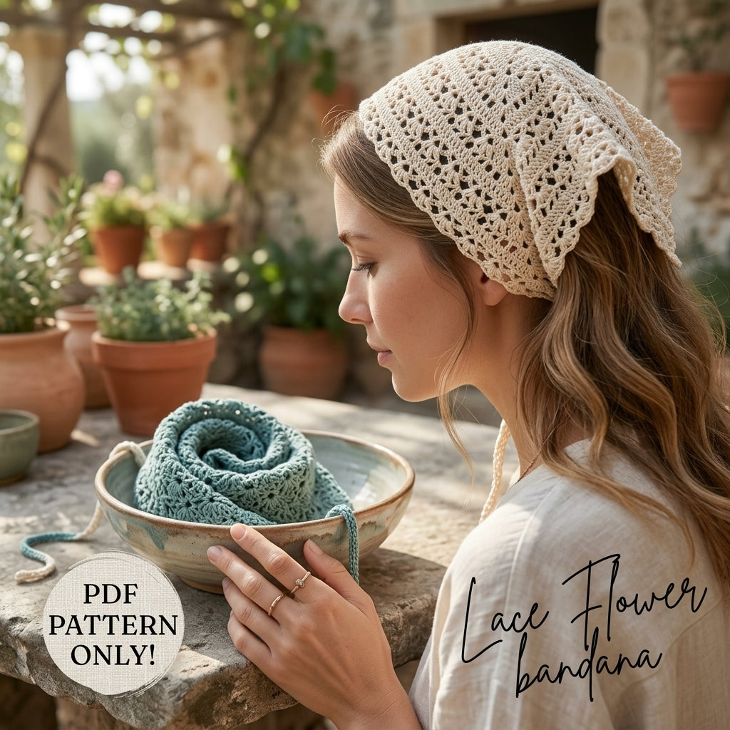 Lace Flower Bandana | Crochet Pattern PDF