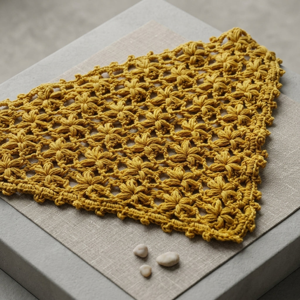 Flower Motif Lace Headscarf | Crochet Pattern PDF