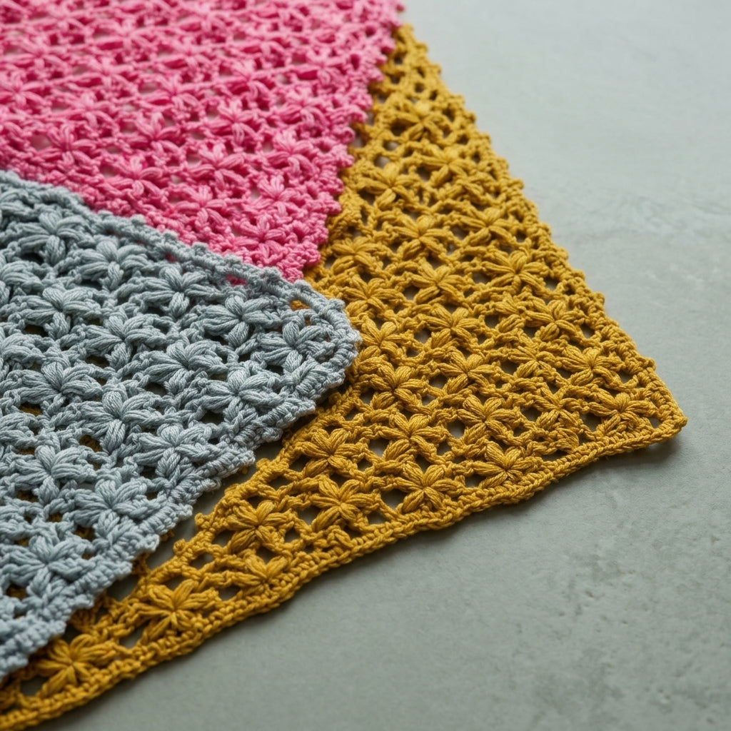 Flower Motif Lace Headscarf | Crochet Pattern PDF