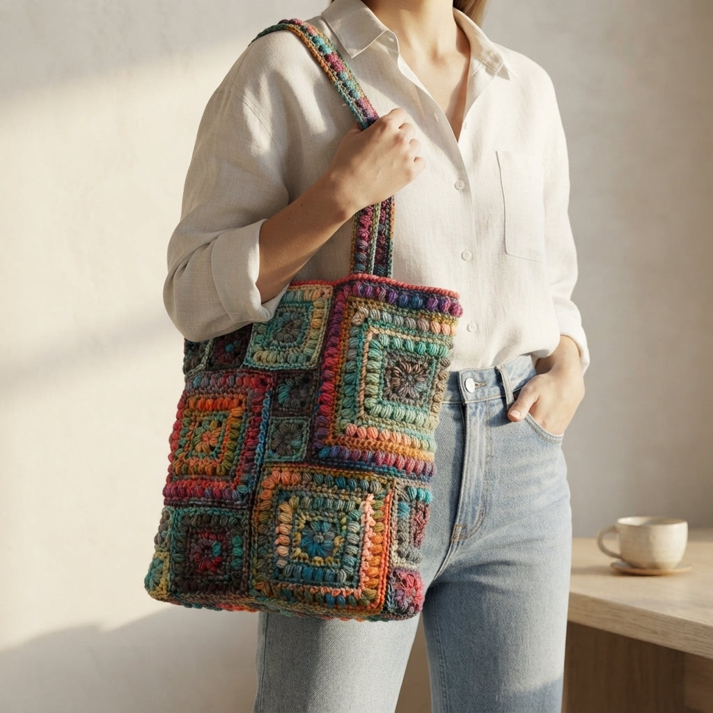 Boho Granny Square Tote V2 | Crochet Pattern PDF