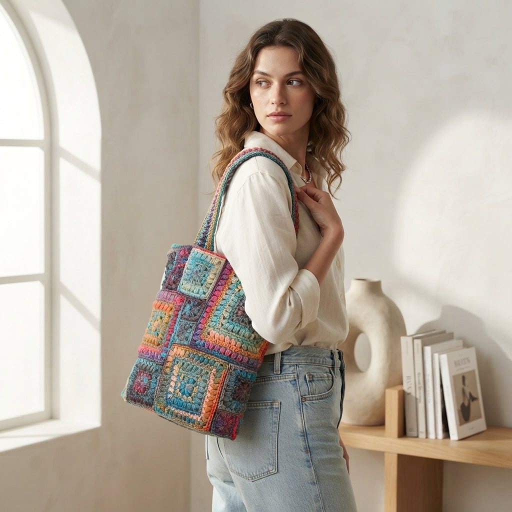 Boho Granny Square Tote V2 | Crochet Pattern PDF