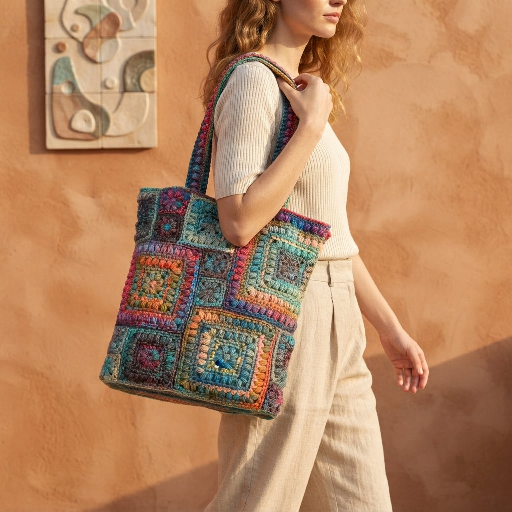 Boho Granny Square Tote V2 | Crochet Pattern PDF