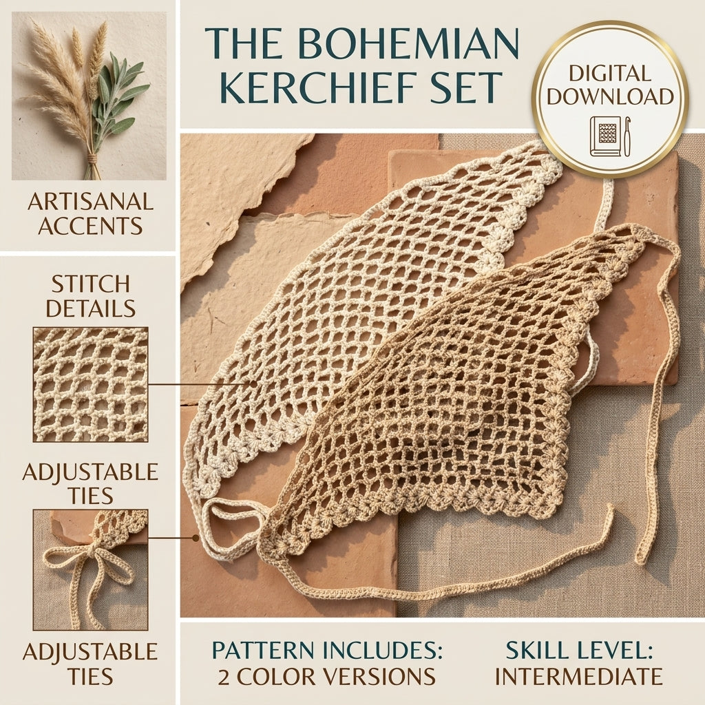Vintage Mesh Head Scarf | Crochet Pattern PDF