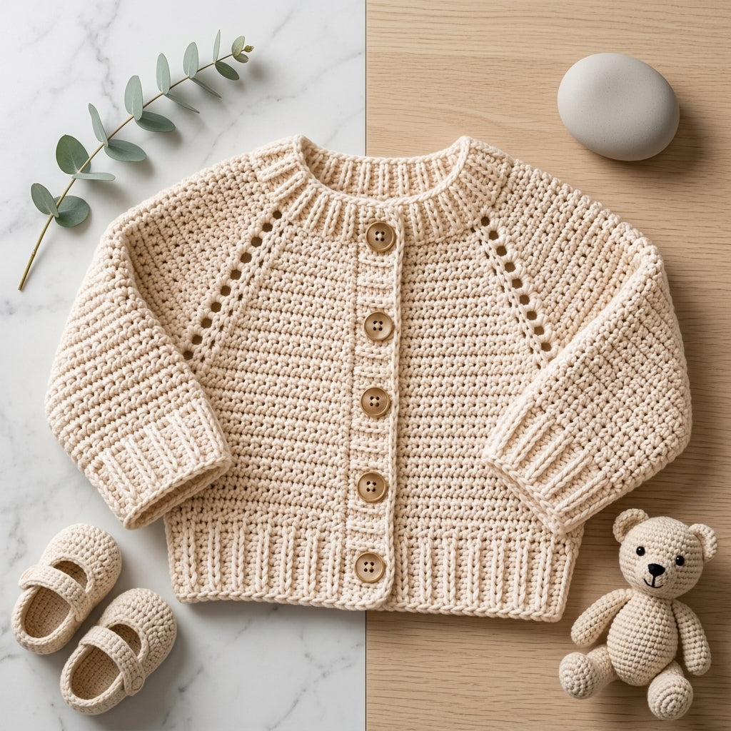 Raglan Baby Cardigan Top-Down v7 | Crochet Pattern PDF