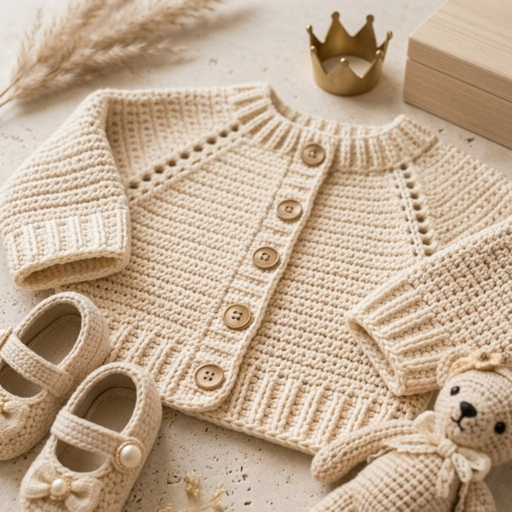 Raglan Baby Cardigan Top-Down v7 | Crochet Pattern PDF
