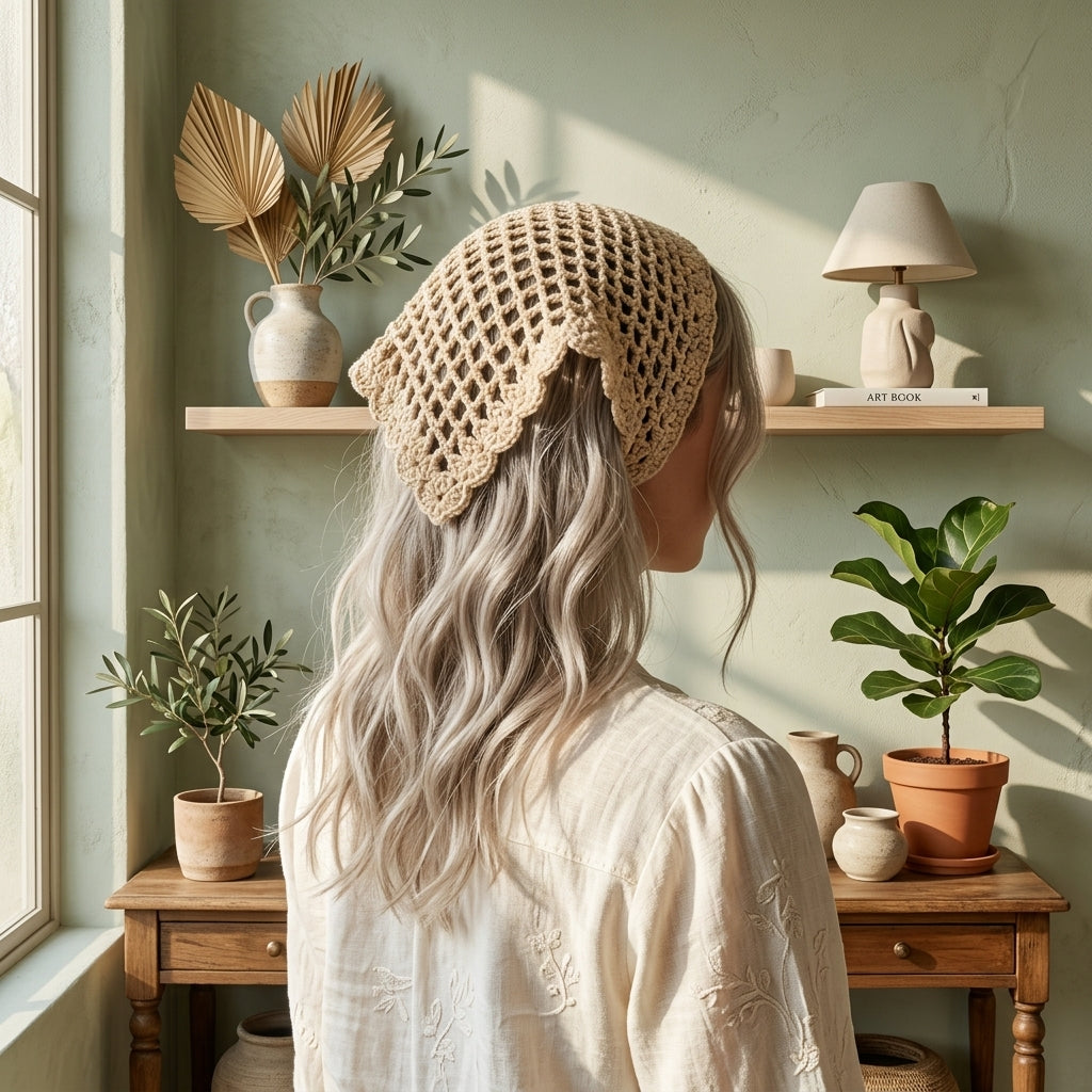 Vintage Mesh Head Scarf | Crochet Pattern PDF