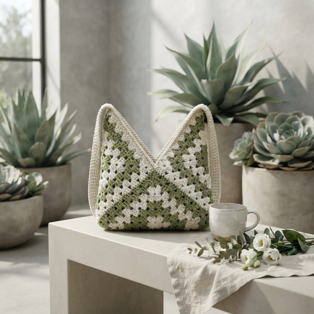 Boho Granny Square Shoulder Bag | Crochet Pattern PDF