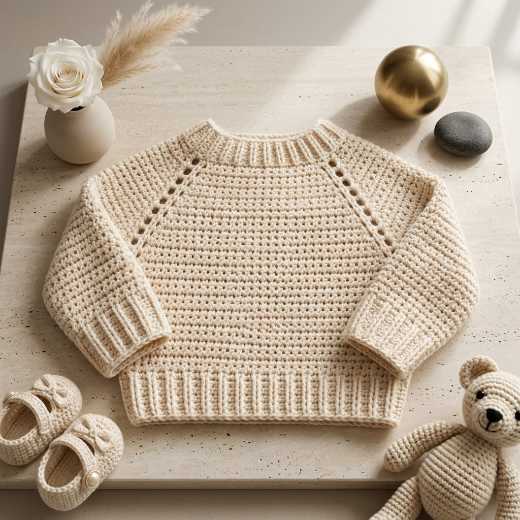 Raglan Baby Cardigan Top-Down v7 | Crochet Pattern PDF