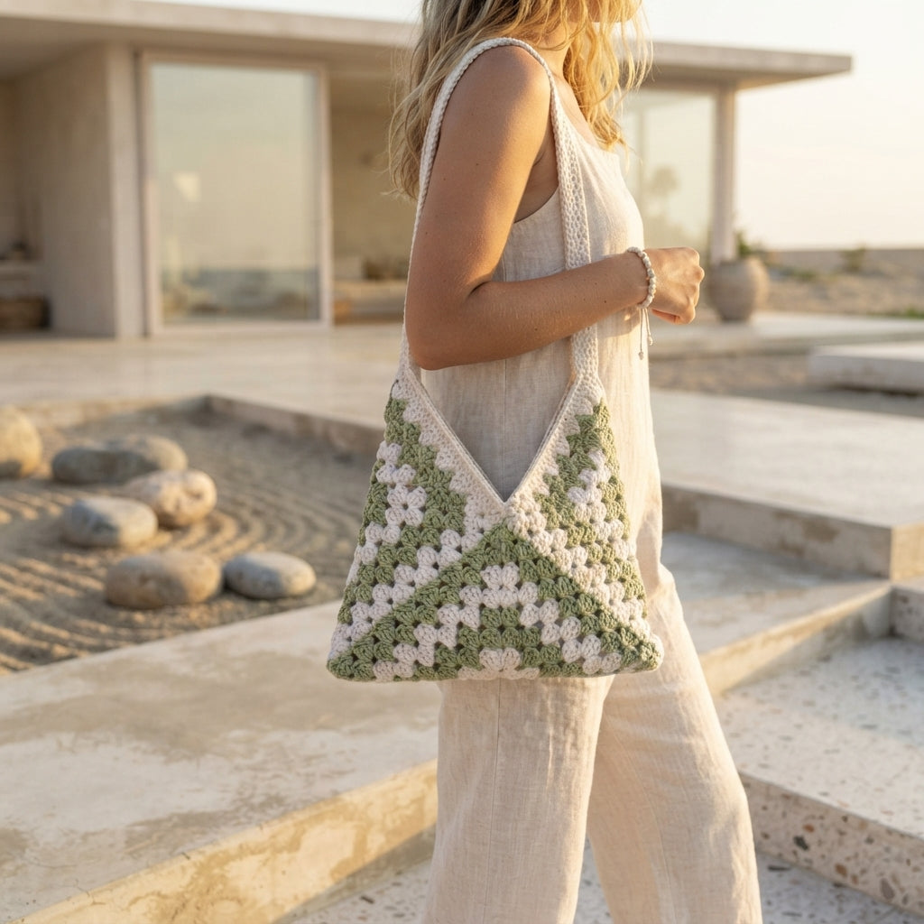 Boho Granny Square Shoulder Bag | Crochet Pattern PDF