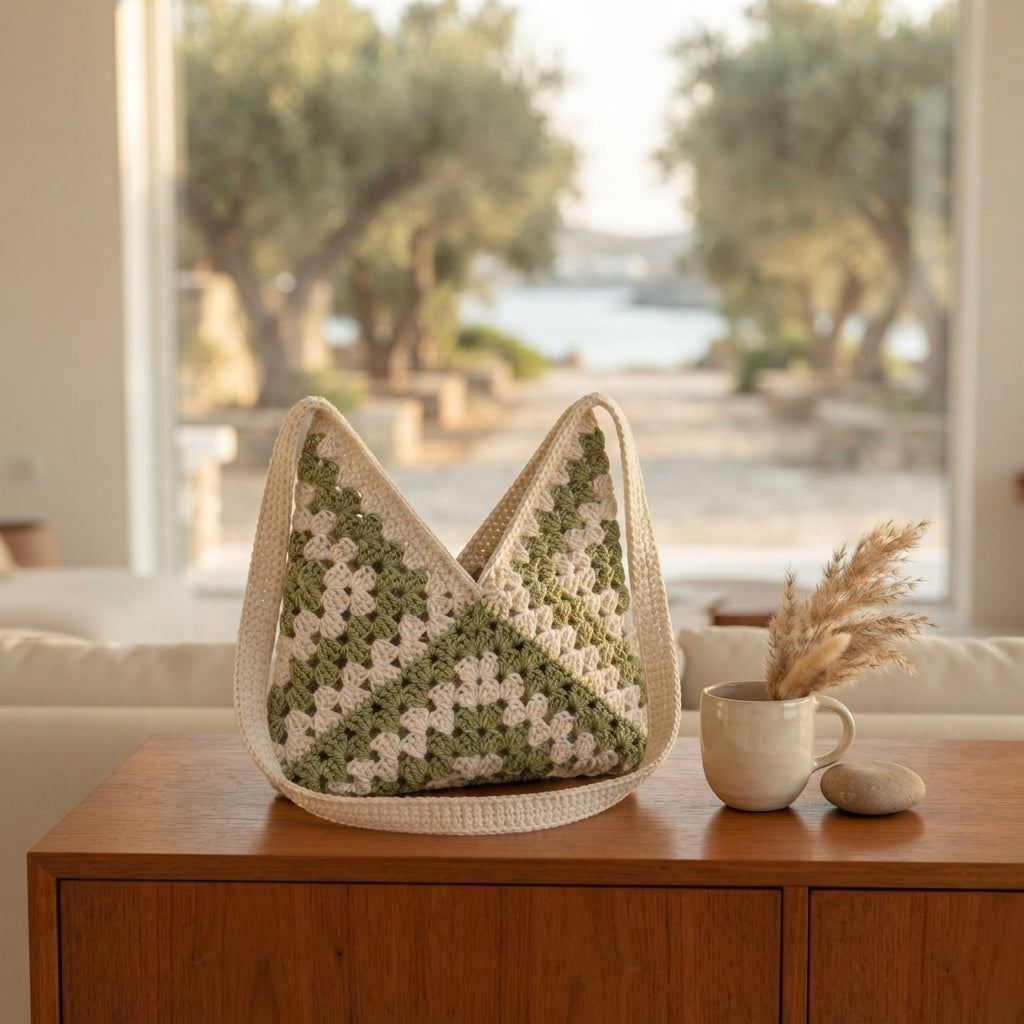 Boho Granny Square Shoulder Bag | Crochet Pattern PDF