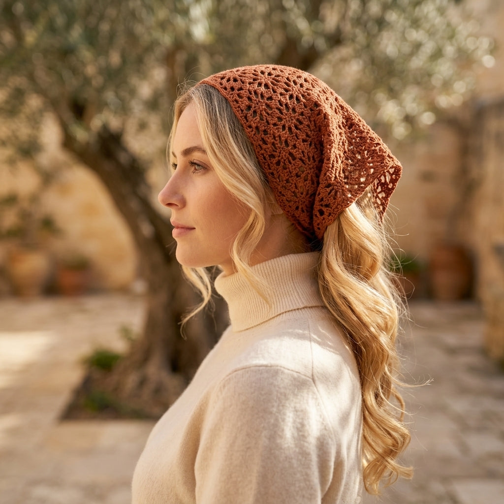 Lacy Flower Motif Headband | Crochet Pattern PDF