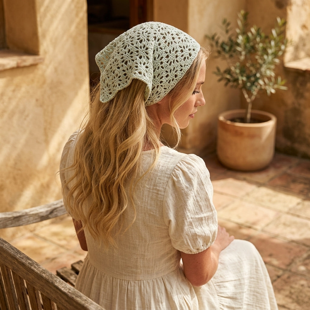 Lacy Flower Motif Headband | Crochet Pattern PDF