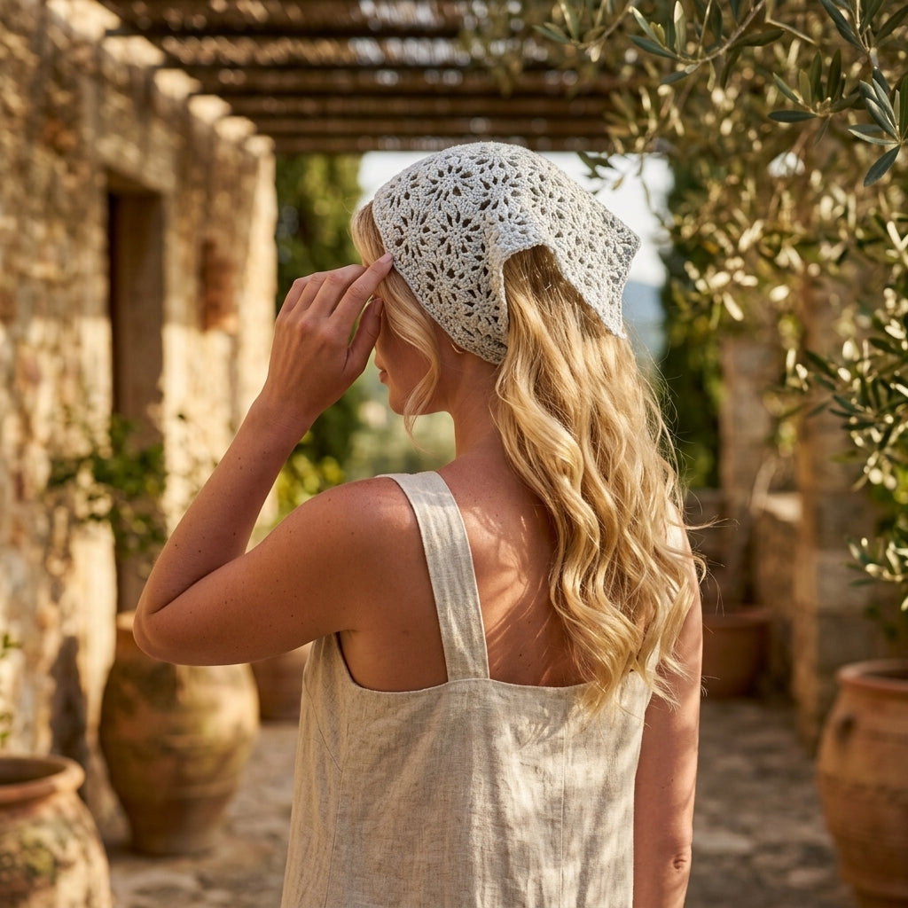 Lacy Flower Motif Headband | Crochet Pattern PDF