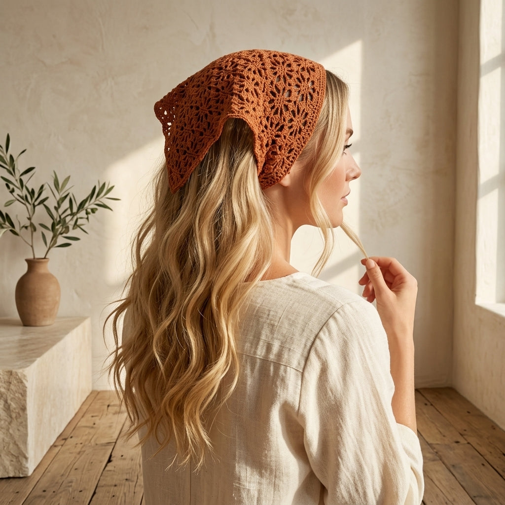 Lacy Flower Motif Headband | Crochet Pattern PDF