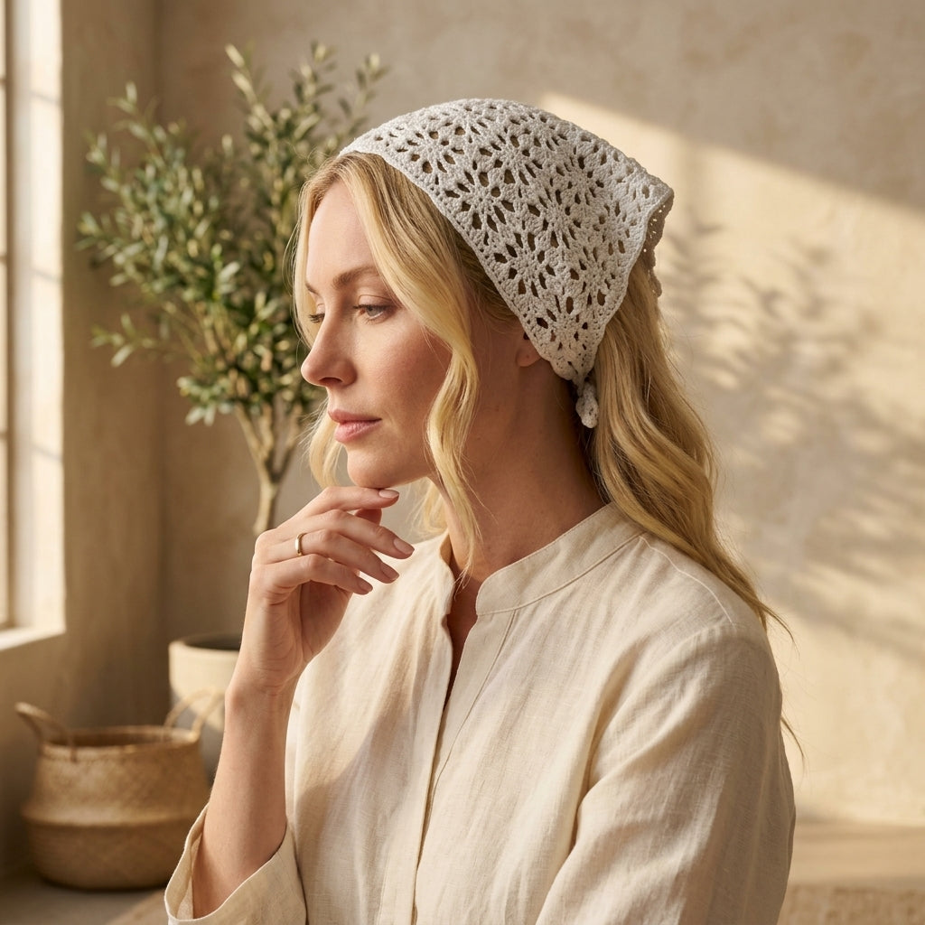 Lacy Flower Motif Headband | Crochet Pattern PDF