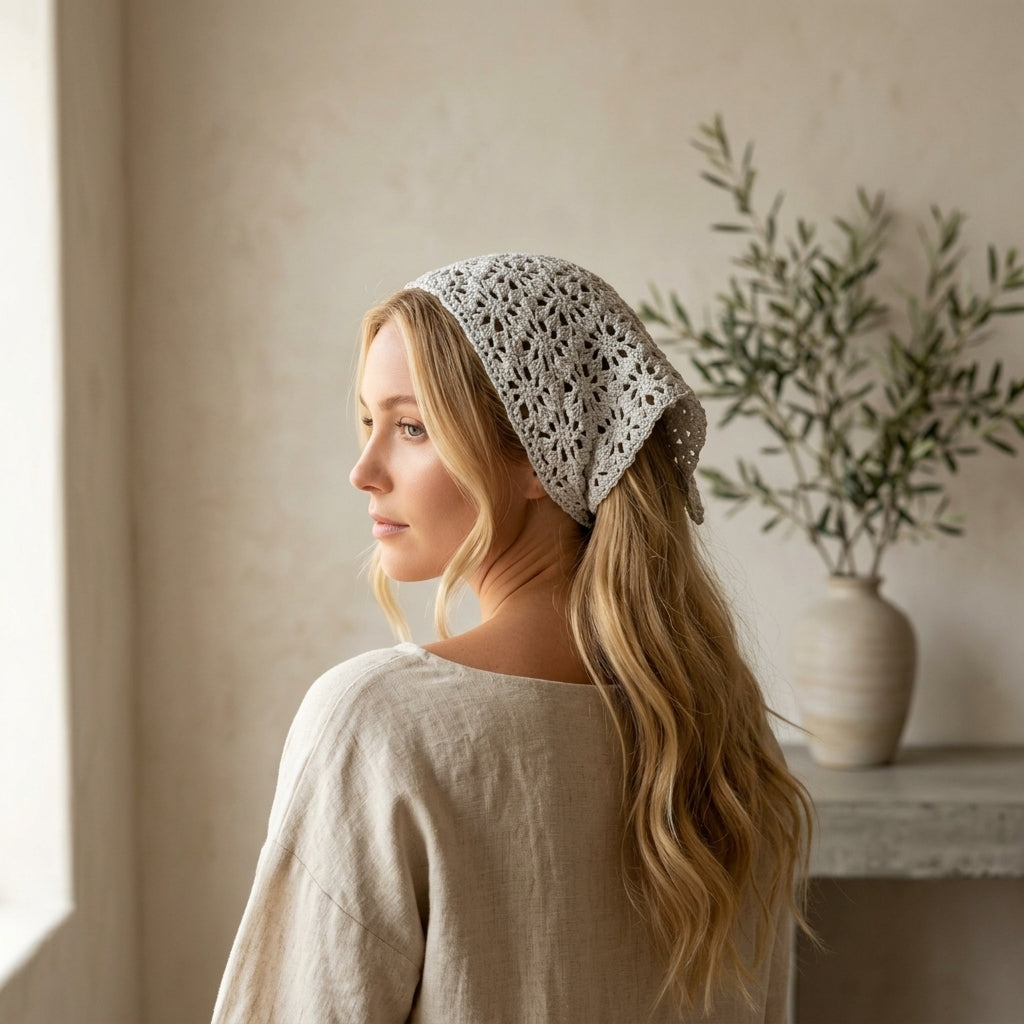Lacy Flower Motif Headband | Crochet Pattern PDF
