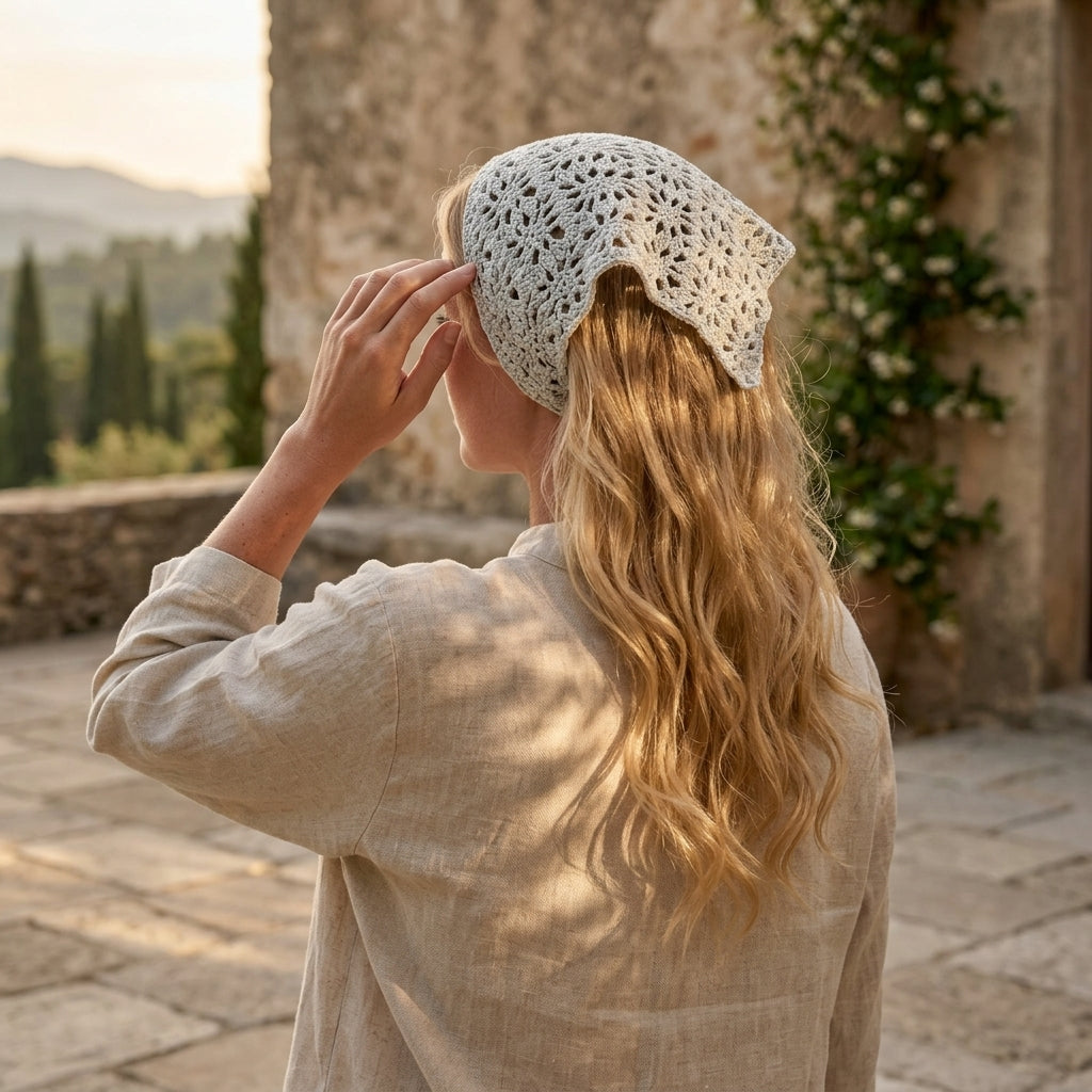Lacy Flower Motif Headband | Crochet Pattern PDF