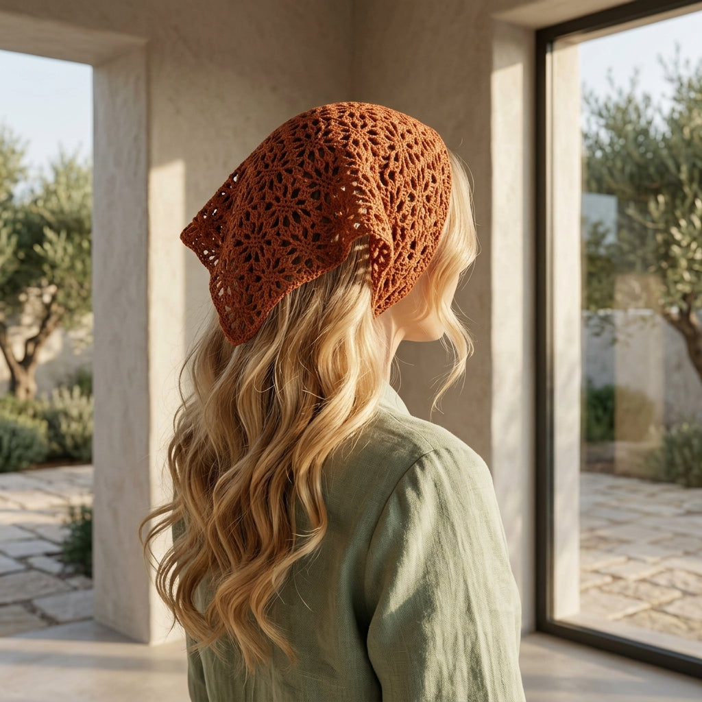 Lacy Flower Motif Headband | Crochet Pattern PDF