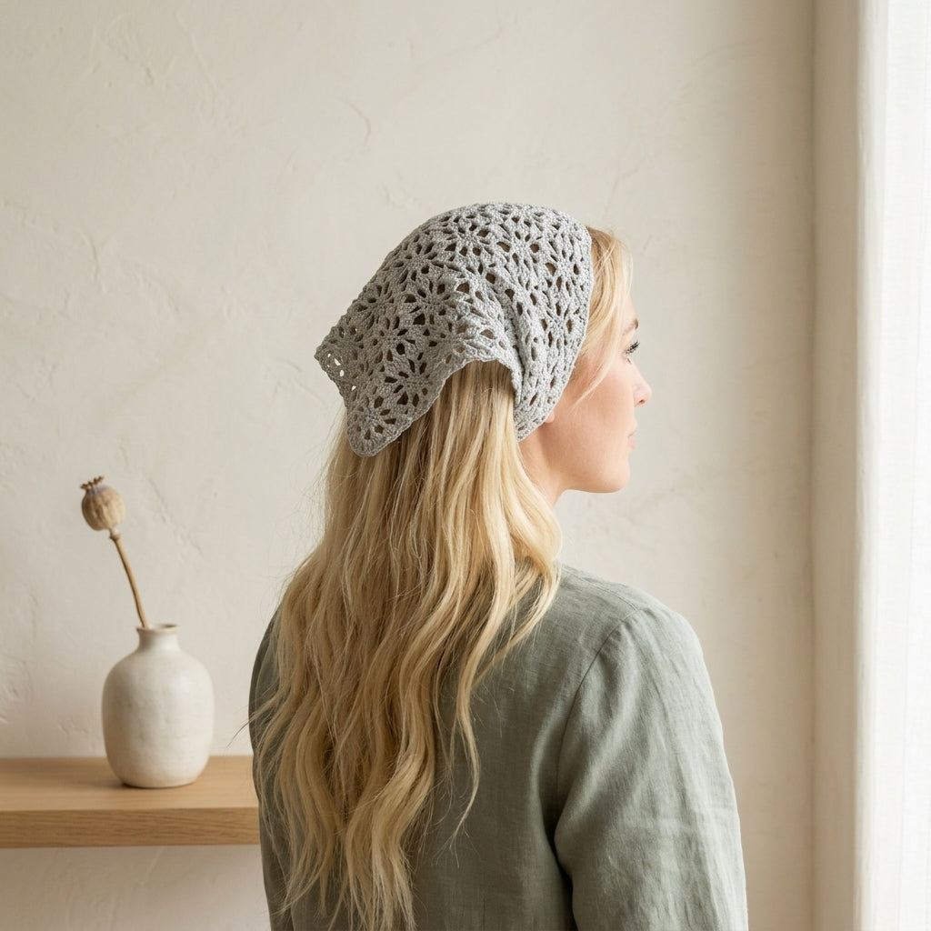 Lacy Flower Motif Headband | Crochet Pattern PDF