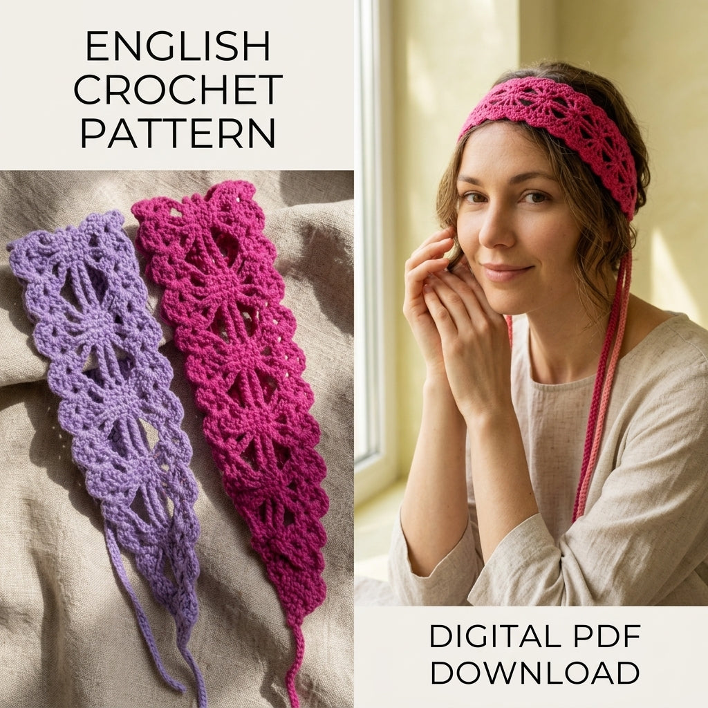 Coastal Heart Motif Headband | Crochet Pattern PDF