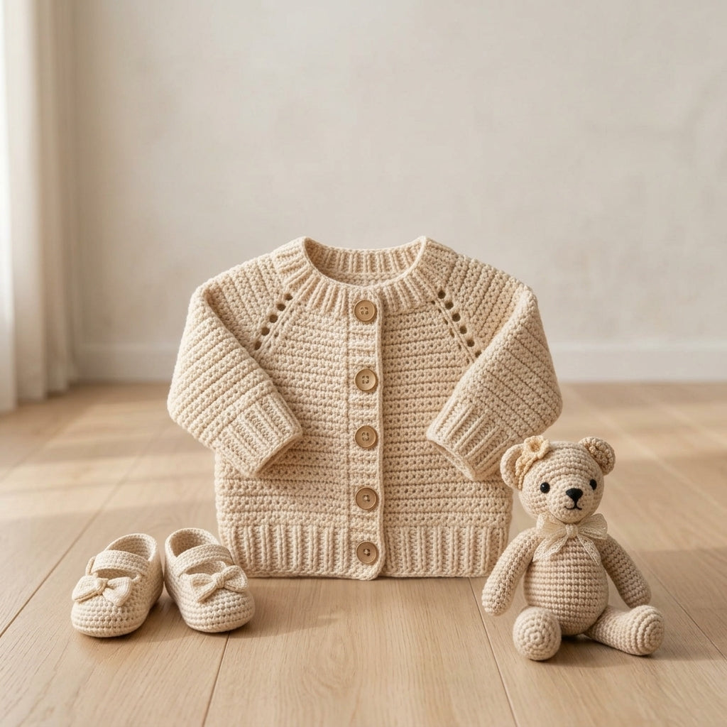 Raglan Baby Cardigan Top-Down v7 | Crochet Pattern PDF