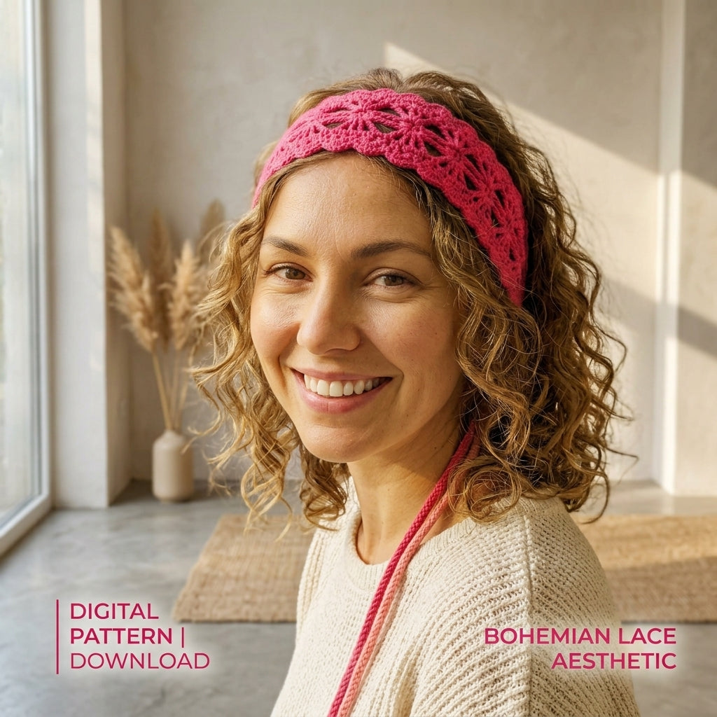 Coastal Heart Motif Headband | Crochet Pattern PDF