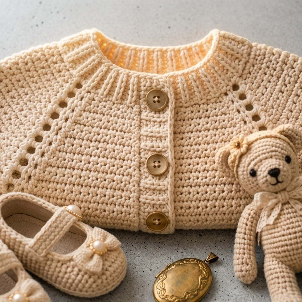 Raglan Baby Cardigan Top-Down v7 | Crochet Pattern PDF