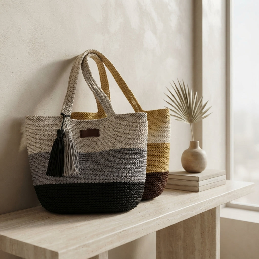 Striped Colorblock Tote | Crochet Pattern PDF