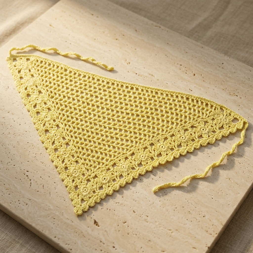 Floral Mesh Lace Headscarf | Crochet Pattern PDF