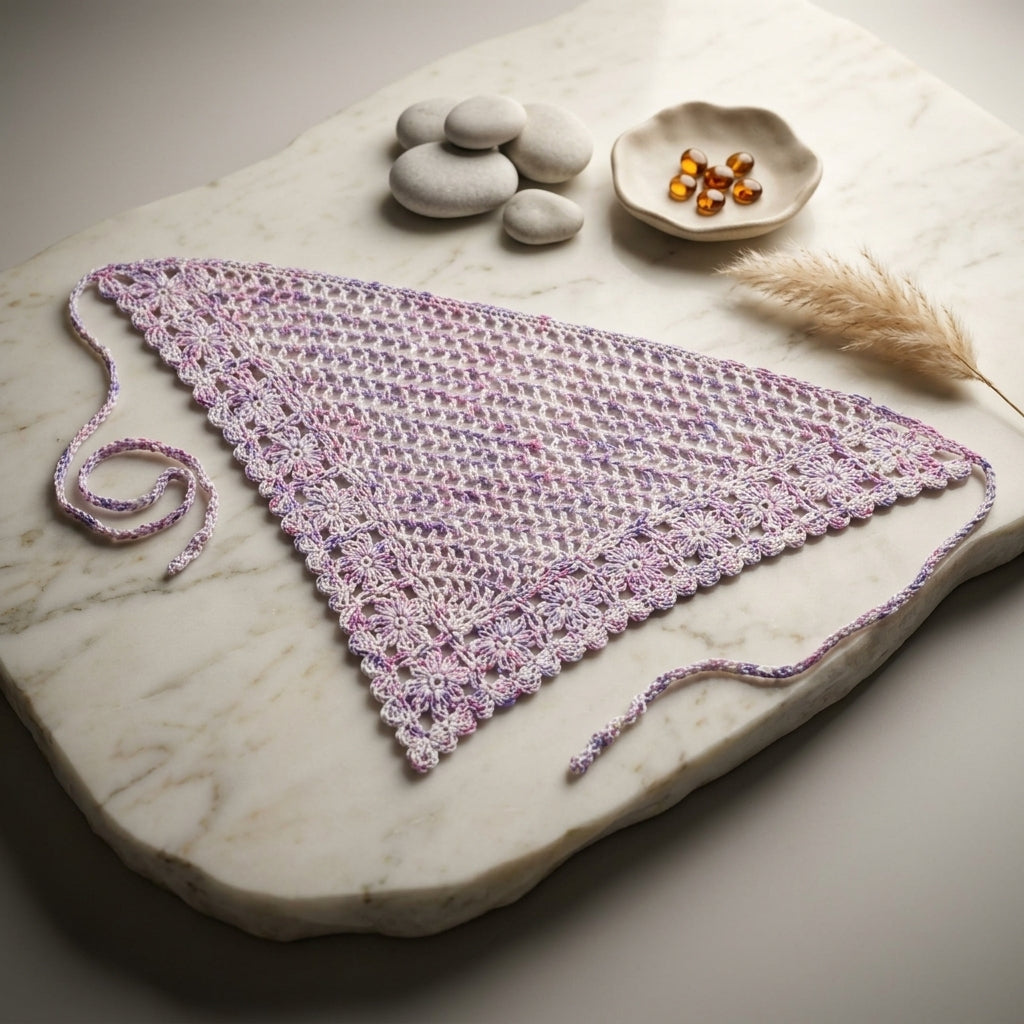 Floral Mesh Lace Headscarf | Crochet Pattern PDF