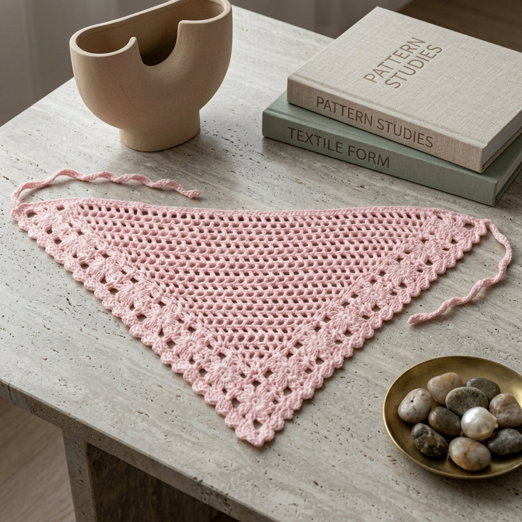 Floral Mesh Lace Headscarf | Crochet Pattern PDF