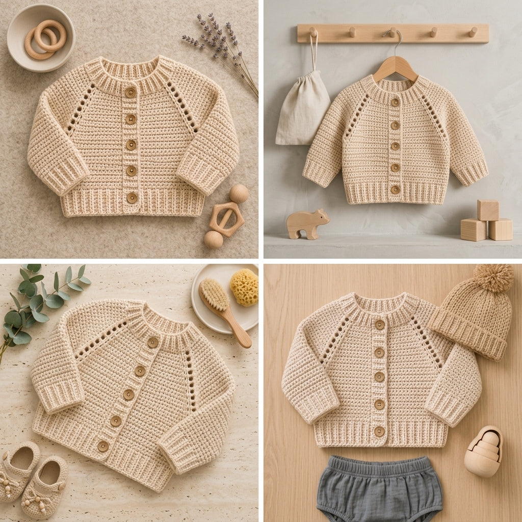Raglan Baby Cardigan Top-Down v7 | Crochet Pattern PDF