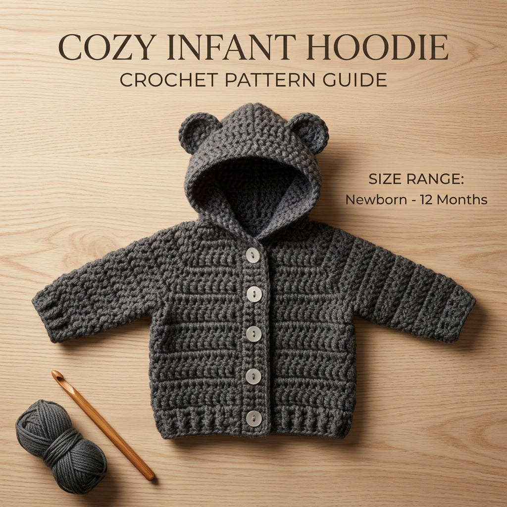 Bear Ears Baby Hoodie Bear Ears v7 | Crochet Pattern PDF
