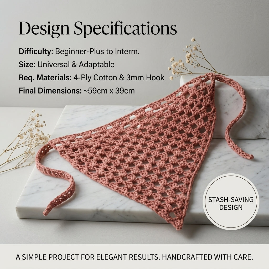 Easy Mesh Summer Hair Scarf | Beginner Crochet Pattern PDF