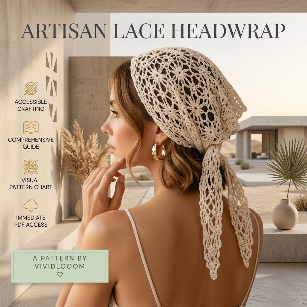 Boho Floral Lace Bandana | Crochet Pattern PDF