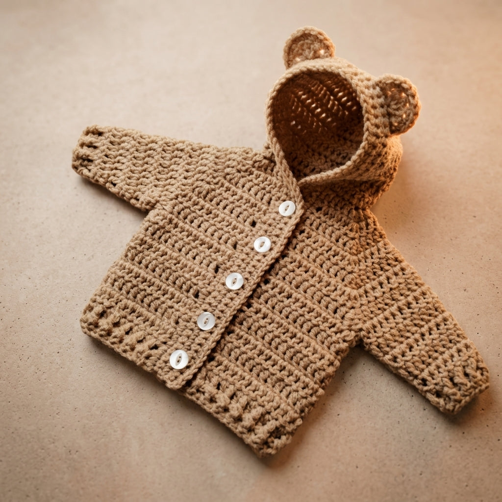 Bear Ears Baby Hoodie Bear Ears v7 | Crochet Pattern PDF