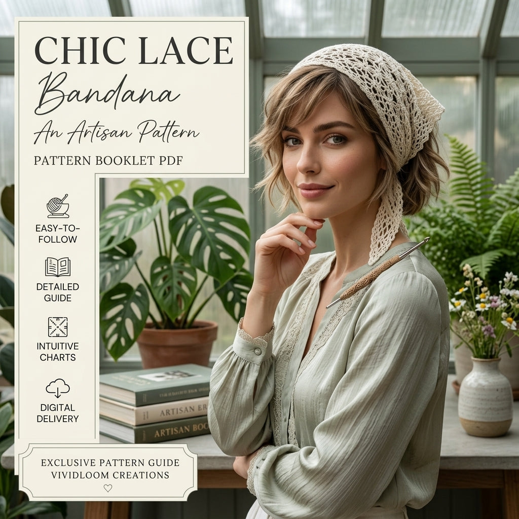 Boho Floral Lace Bandana | Crochet Pattern PDF