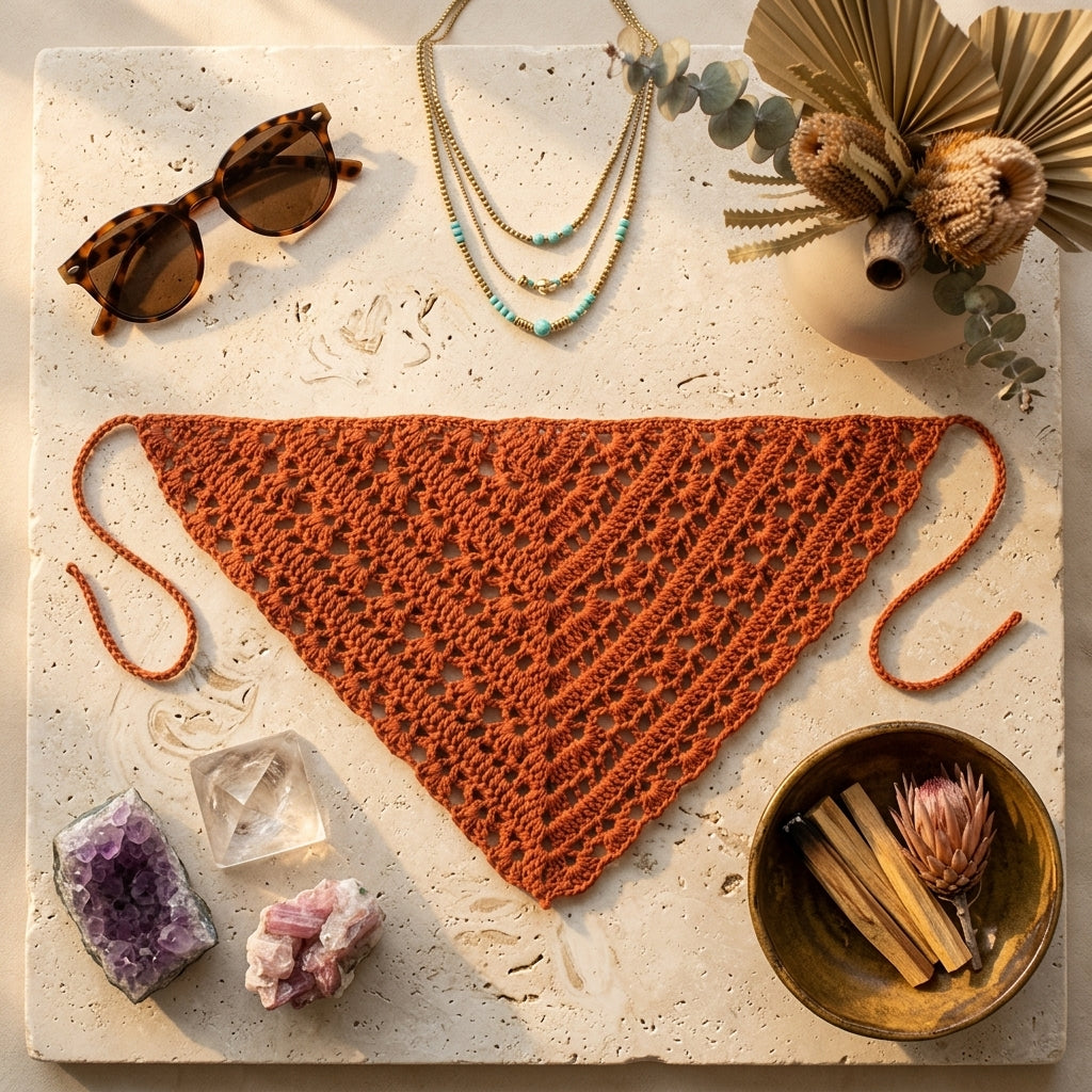 Granny Triangle Hair Scarf | Easy Crochet Pattern PDF