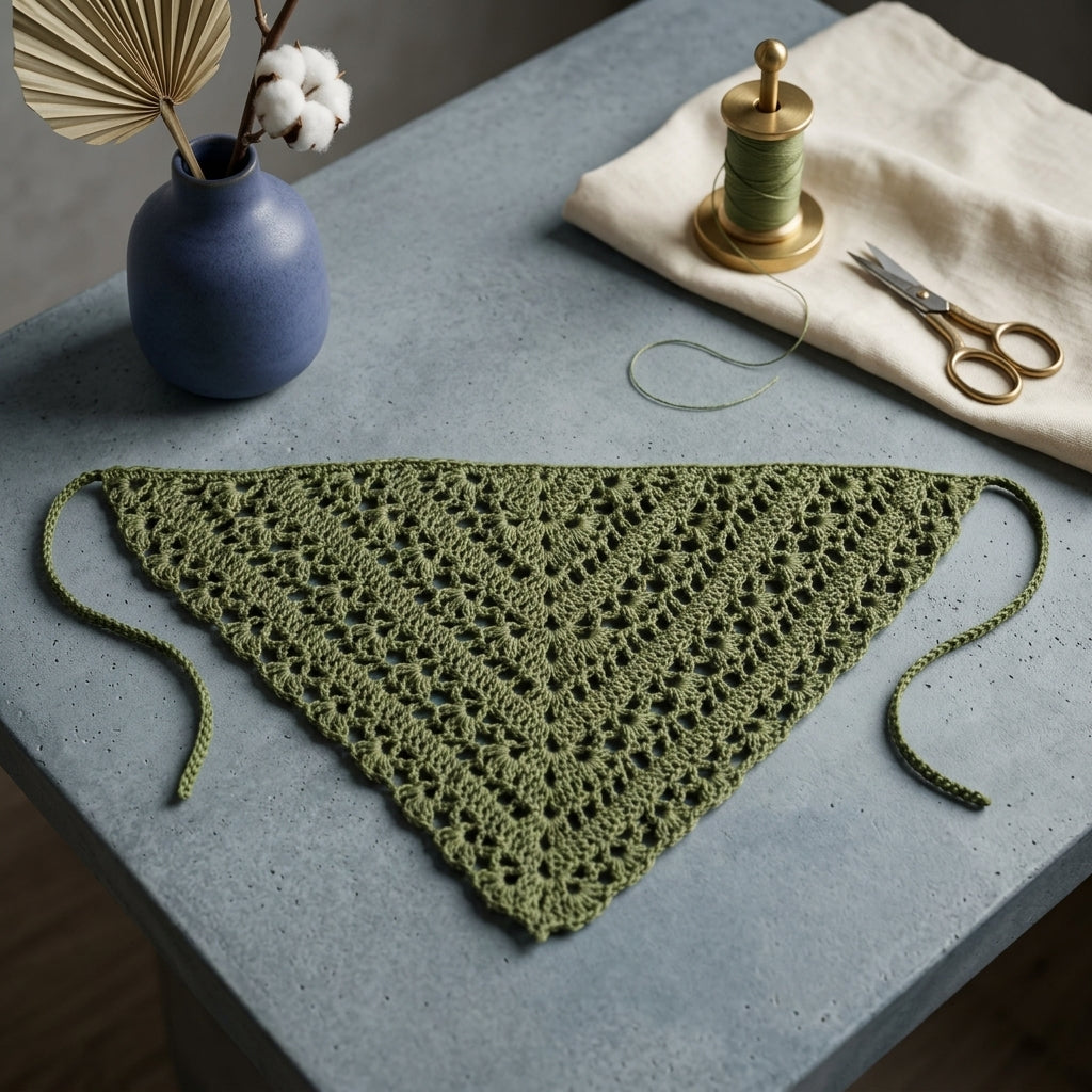 Granny Triangle Hair Scarf | Easy Crochet Pattern PDF