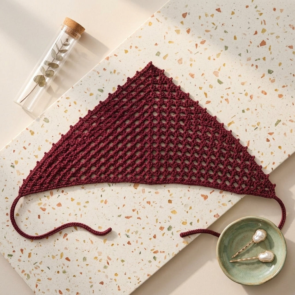 Lacy Tie Triangle Headband | Crochet Pattern PDF