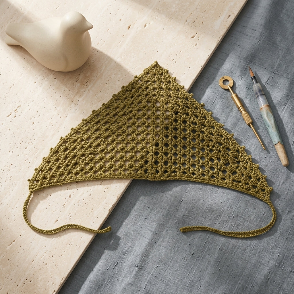 Lacy Tie Triangle Headband | Crochet Pattern PDF