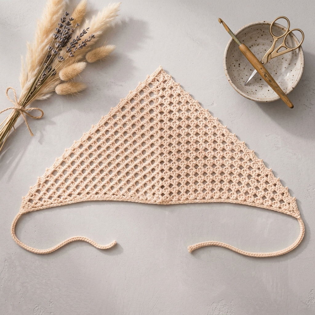 Lacy Tie Triangle Headband | Crochet Pattern PDF