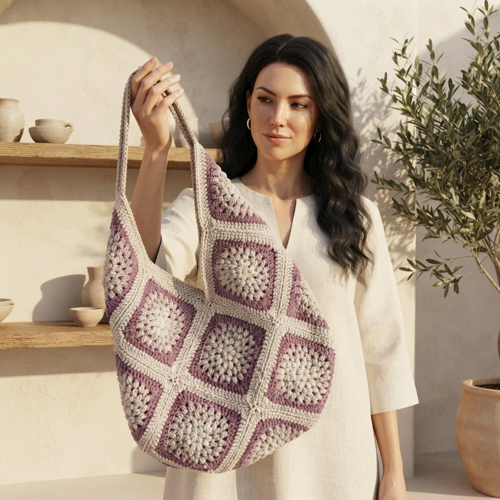 Market Bag Granny Square Bag | Crochet Pattern PDF