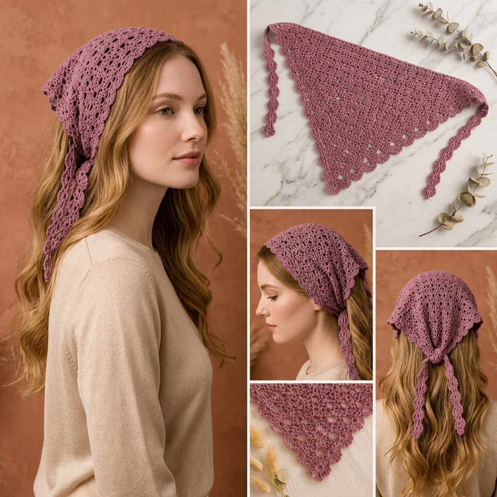 Lacy Kerchief Headband | Easy Crochet Pattern PDF