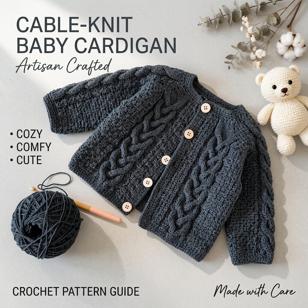 Cable Baby Cardigan Cable v3 | Crochet Pattern PDF